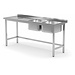 XXLselect Tabelle mit zwei Waschbecken und Öffnung für Müll | 400x400x Kammer (H) von 250 mm nach rechts | W: 1500 - 1900mm | D: 600mm XXLselect Tabelle mit zwei Waschbecken und Öffnung für Müll | 400x400x Kammer (H) von 250 mm nach rechts | W: 1500 - 1900mm | D: 600mm