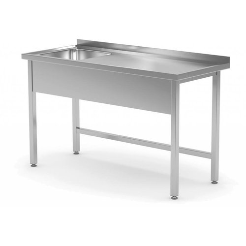 XXLselect Eine Tabelle mit einem Waschbecken ohne Regal | 400x400x Kammer (H) von 250 mm links | Breite: 800 - 1900mm | D: 700mm