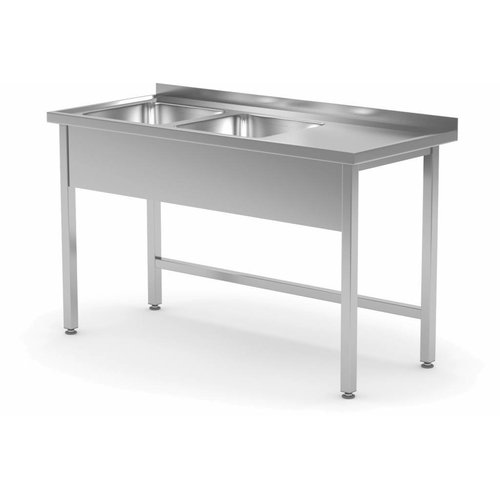 XXLselect Tabelle mit zwei Waschbecken ohne Regale | 400x400x Kammer (H) von 250 mm links | w: 1100 - 1900mm | D: 600mm