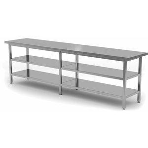 XXLselect Die zentrale Tabelle mit zwei Regalen | Breite: 2000 - 2800 mm | D: 800mm