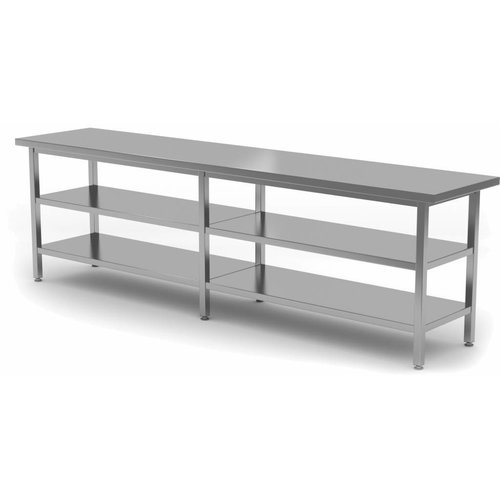 XXLselect Die zentrale Tabelle mit zwei Regalen | Breite: 2000 - 2800 mm | D: 800mm