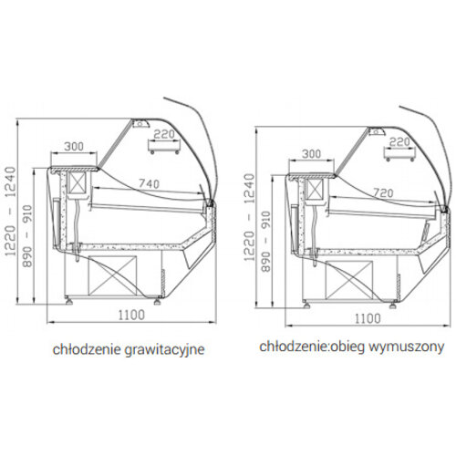 XXLselect Lada chłodnicza z agregatem | 1000x1100x(H)1250mm | szyba gięta