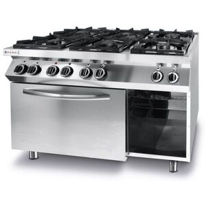 Hendi 6-ring gas cooker with a GN1 / 1 electric convection oven | 28.5 + 3kW | 1200x700x (H) 900mm Hendi 6-ring gas cooker with a GN1 / 1 electric convection oven | 28.5 + 3kW | 1200x700x (H) 900mm