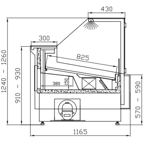 XXLselect Kühltheke ohne Aggregat | 2000x1170x (H) 1260mm | gerades Glas | 620W XXLselect Kühltheke ohne Aggregat | 2000x1170x (H) 1260mm | gerades Glas | 620W