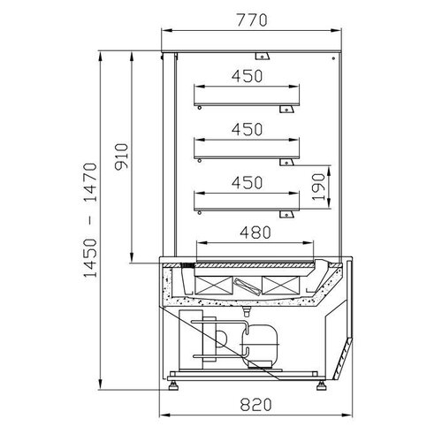 XXLselect Gebäck mit der Erzeugung | 970x820x (H) 1470mm | einfaches Glas