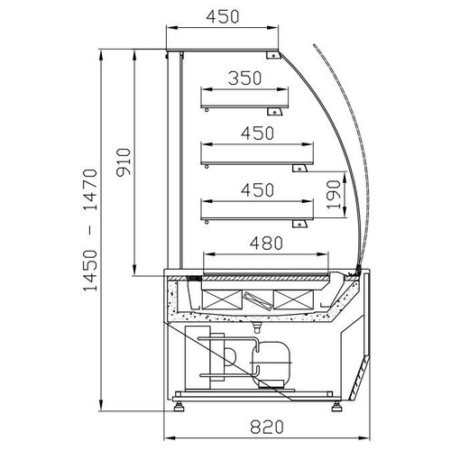 XXLselect Gebäck mit der Erzeugung | 970x820x (H) 1470mm | gebogenes Glas