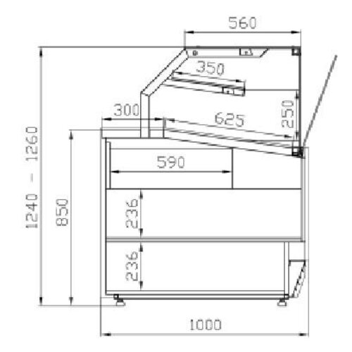 XXLselect Gebäck neutral | 1290x1000x (H) 1260mm | einfaches Glas