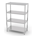 Self assembly stainless steel storage rack with 4 solid shelves