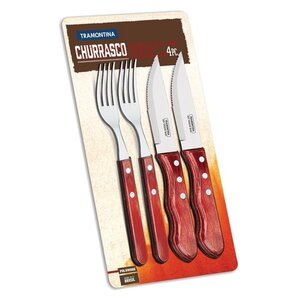 Hendi Zestaw sztućców do steków "JUMBO", 4szt., blister, linia Churrasco, czerwony