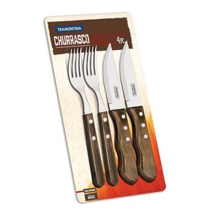 Hendi Zestaw sztućców do steków "JUMBO", 4szt., linia Churrasco, ciemny brąz