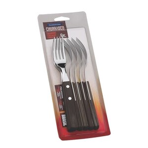 Hendi Zestaw widelców stołowych -steak/pizza, blister, 6szt., linia Churrasco, ciemny brąz
