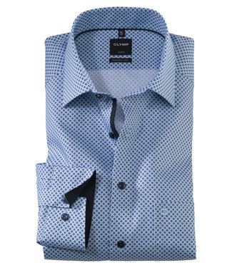 OLYMP OLYMP Modern Fit Blauw Print 1304.74.11