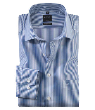 OLYMP OLYMP Modern Fit Blauw Streep 0746.64.18