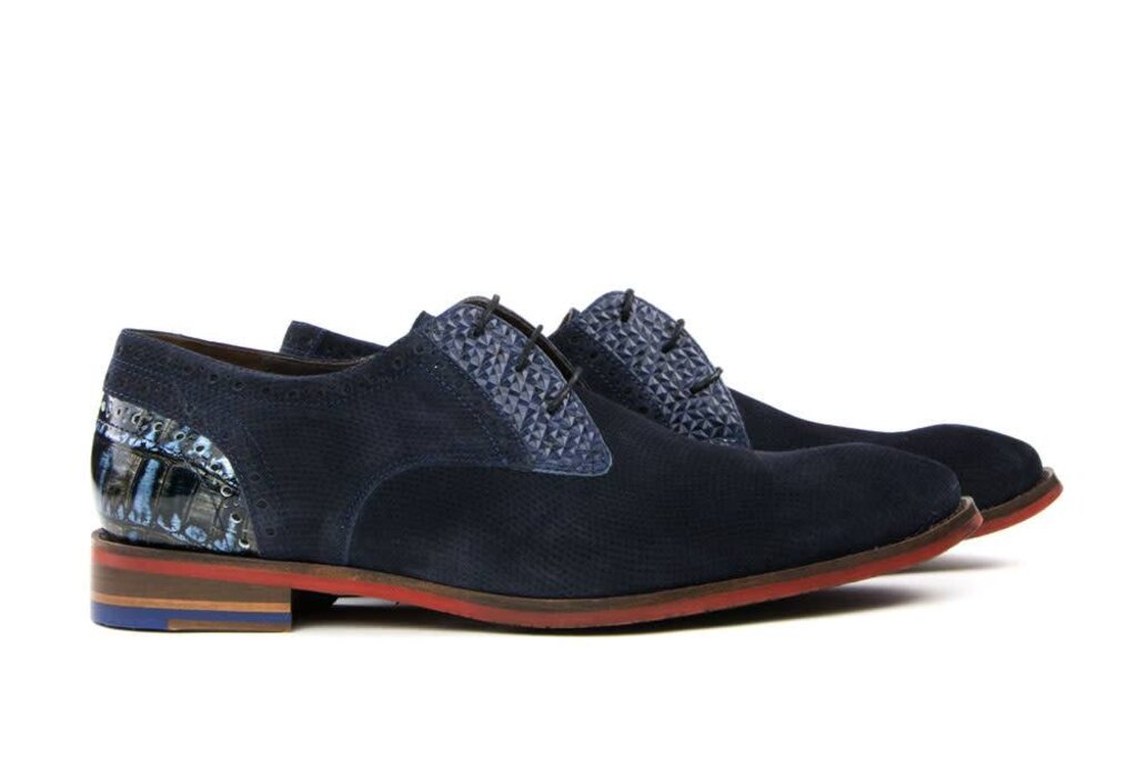 Floris van Bommel Floris van Bommel Lace-Up Print Suede Blue