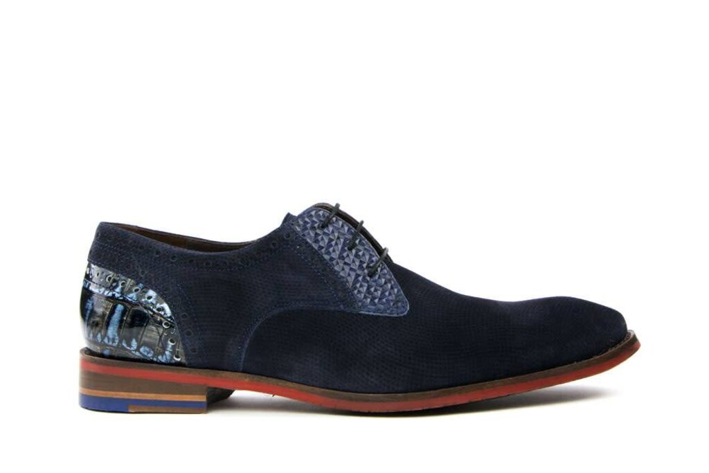 Floris van Bommel Floris van Bommel Veter Print Suede Blue