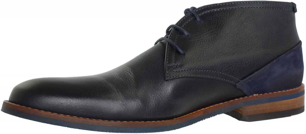 Van Lier Hoge Veterschoen Dk Blauw Combi - Steenbergen Schoenen