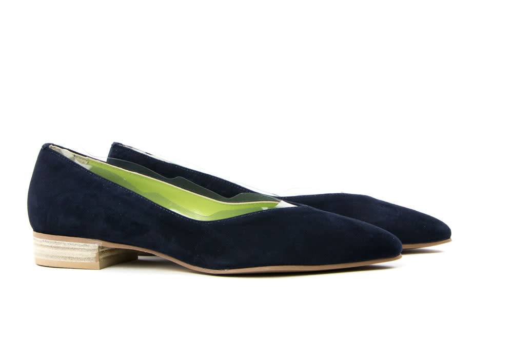 Lilian Ballerina Suede Plastica Blu - Steenbergen Schoenen