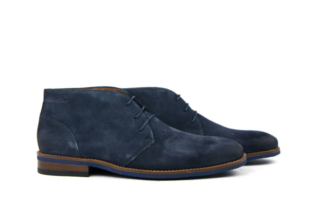 Van Lier Van Lier Hoge Veterschoen Donkerblauw Suede