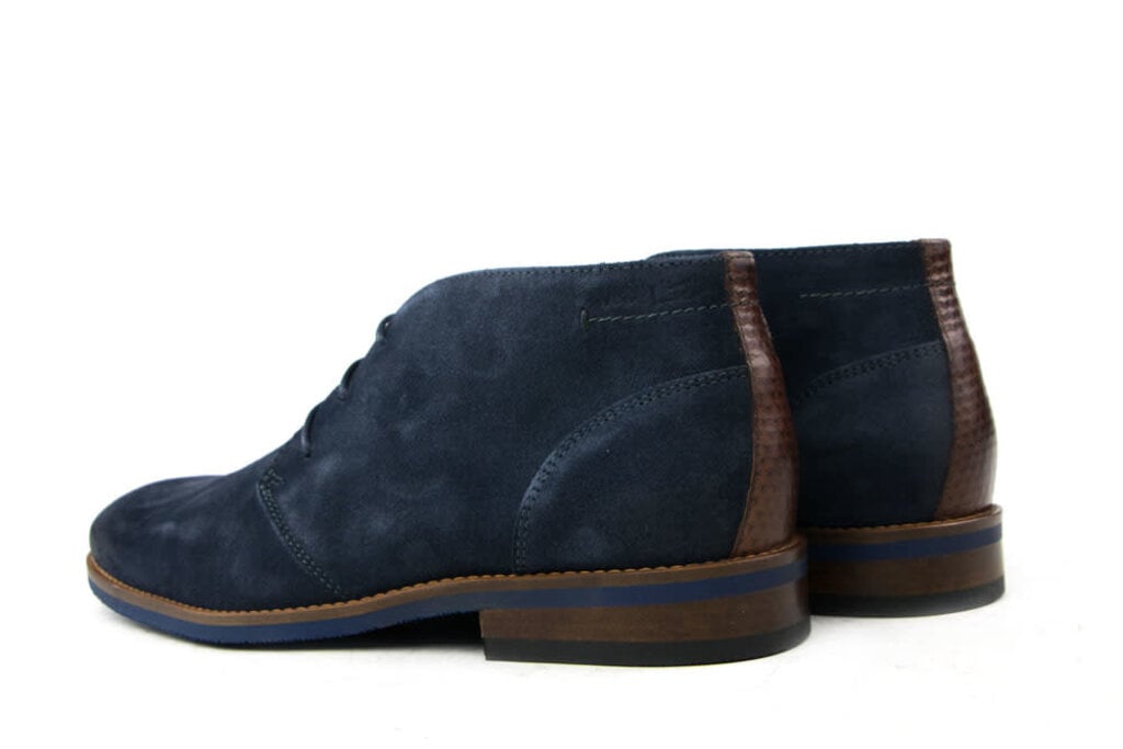 Van Lier Van Lier Hoge Veterschoen Donkerblauw Suede