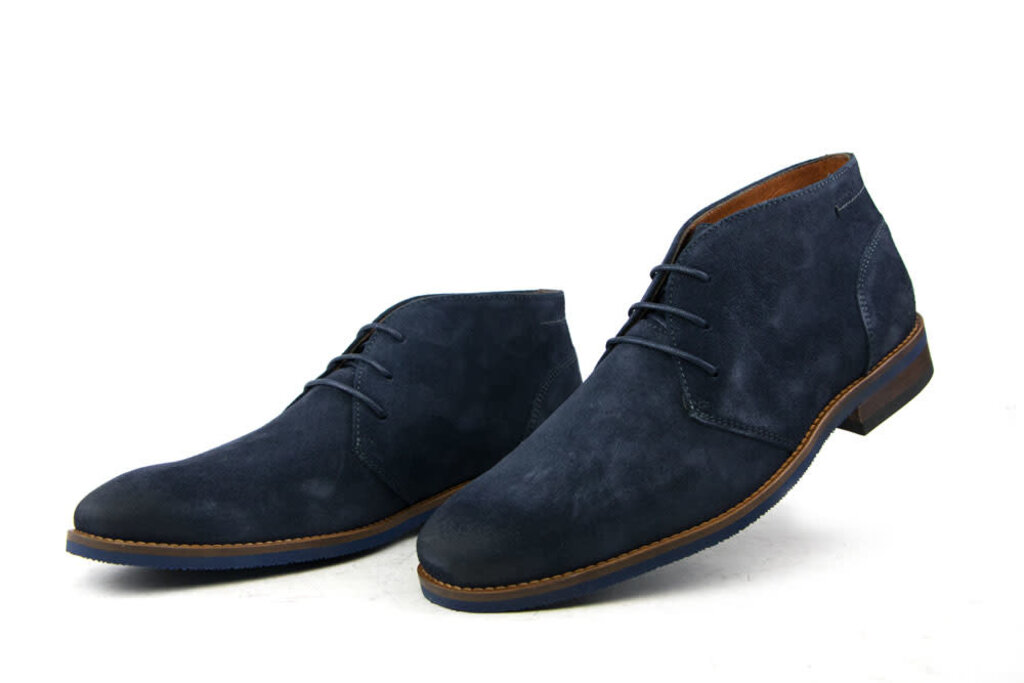 Van Lier Van Lier Hoge Veterschoen Donkerblauw Suede