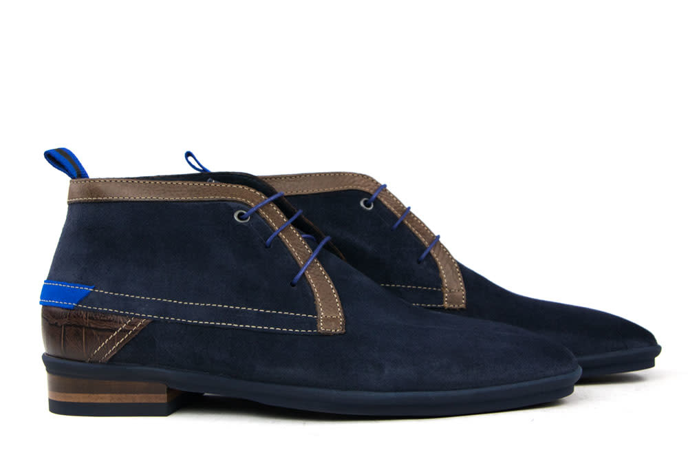 Floris van Hoge Veterschoen Blue Suède - HOGE KORTING - Steenbergen Schoenen