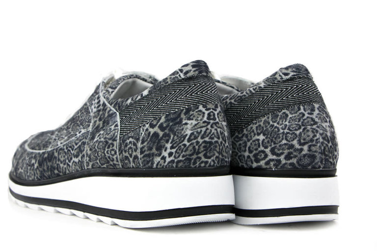 Durea Sneaker Zwart Wit Pixel Leopard