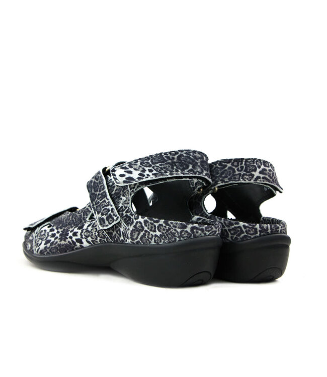 Durea Sandalen Schwarz Wit Pixel Leopard H-breite