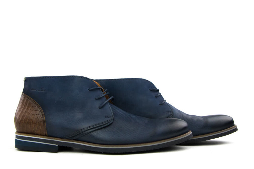 Van Lier Van Lier Hoge Veterschoen Donkerblauw Nubuck