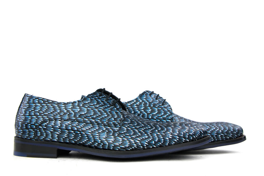 Floris van Bommel Veter Dark Blue Print Metal - Steenbergen Schoenen