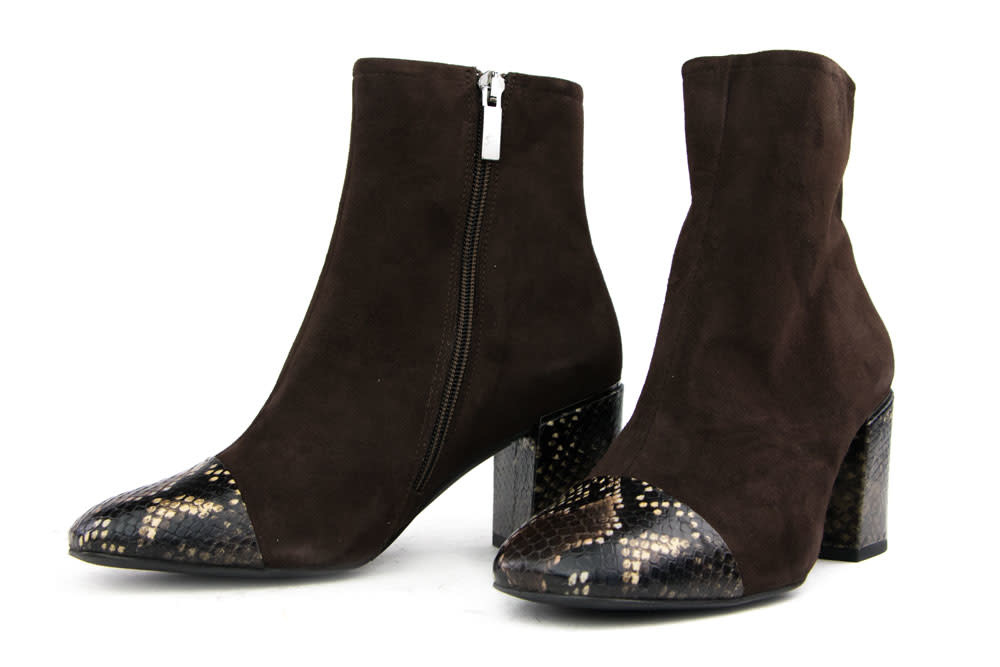 Perlato Enkellaarsjes Bruin Suede Python - HOGE KORTING - Steenbergen  Schoenen