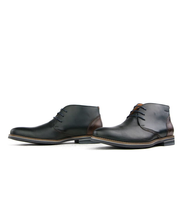 Van Lier Hoge Veterschoen Grijs Leer Perfo