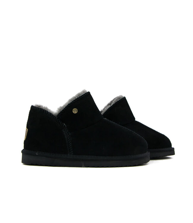 Warmbat Pantoffels Willow Zwart Suede