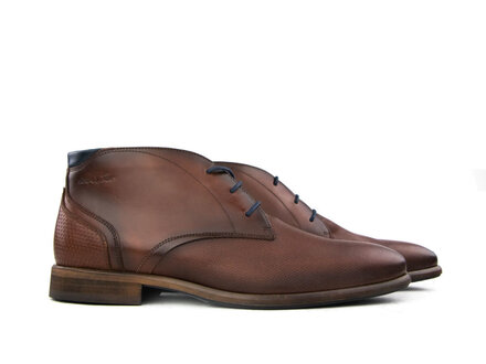 Van Lier Van Lier Hoge Veterschoen Cognac Print Van Lier Van Lier Hoge Veterschoen Cognac Print