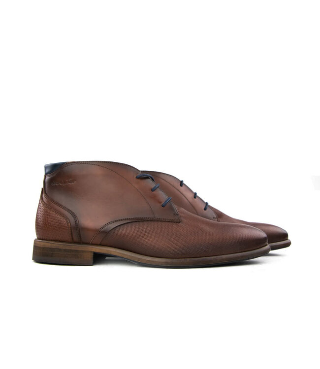 Van Lier Hoge Veterschoen Cognac Print