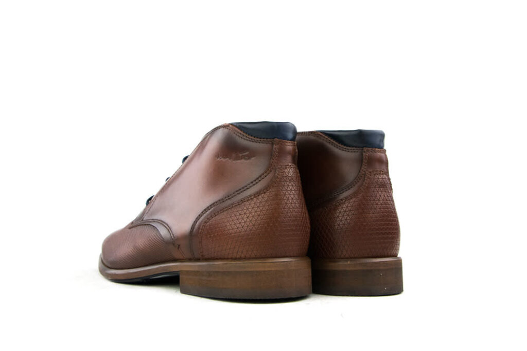 Van Lier Van Lier Hoge Veterschoen Cognac Print