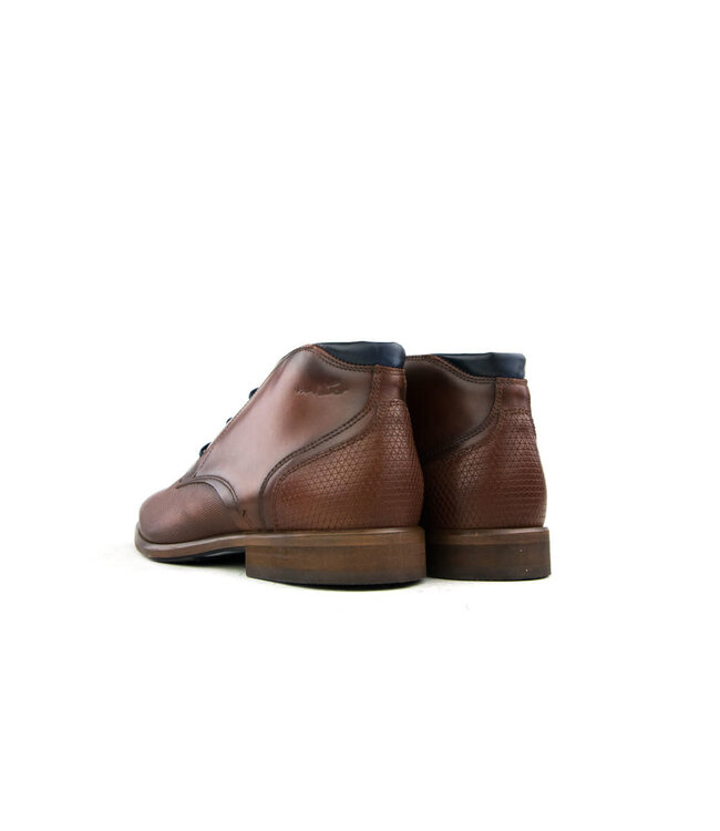 Van Lier Hohe Schnürschuh Cognac Print