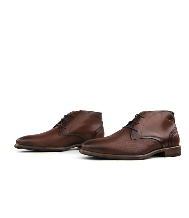 Van Lier Hohe Schnürschuh Cognac Print