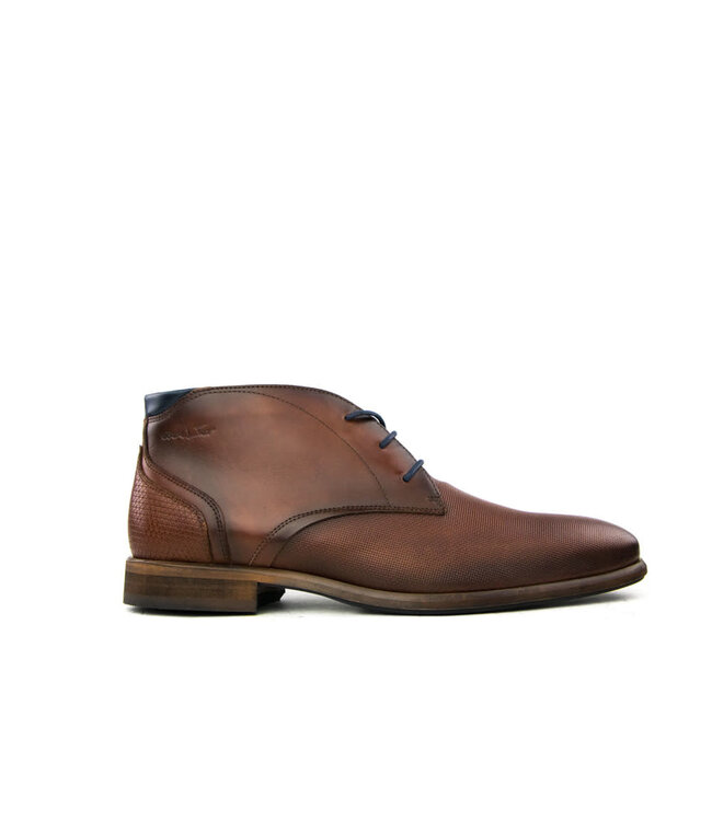 Van Lier Hoge Veterschoen Cognac Print