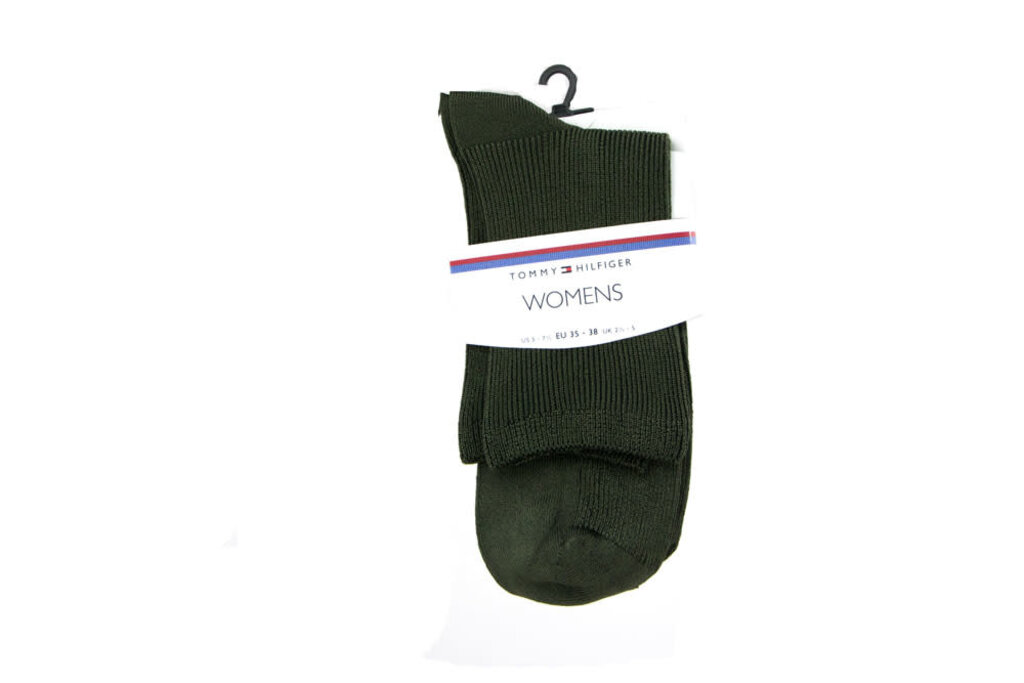 Tommy Hilfiger Women Short Sock Small Rib Olive