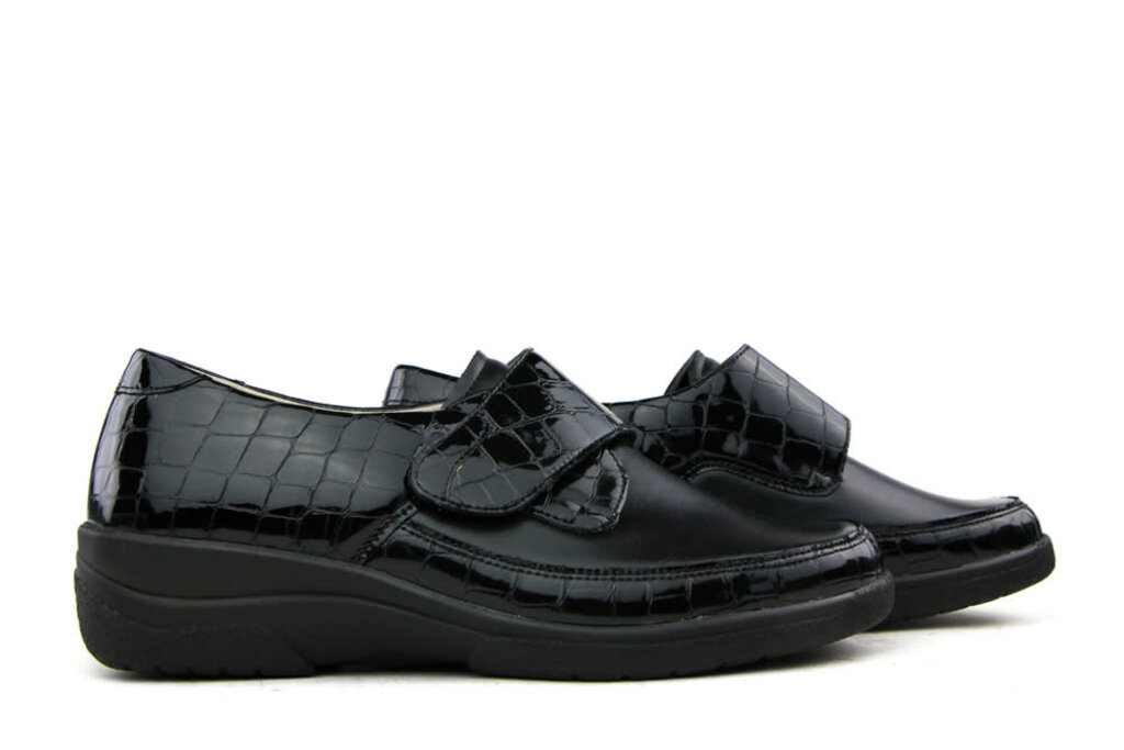Solidus Solidus Velcro Shoe Black Croco Patent