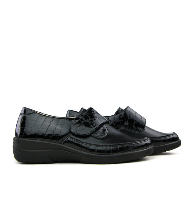 Solidus Klettschuhe Schuhe Schwarz Croco Lak