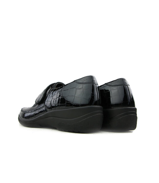 Solidus Velcro Shoe Black Croco Patent