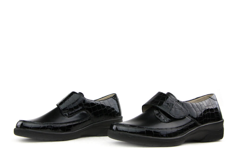 Solidus Solidus Velcro Shoe Black Croco Patent