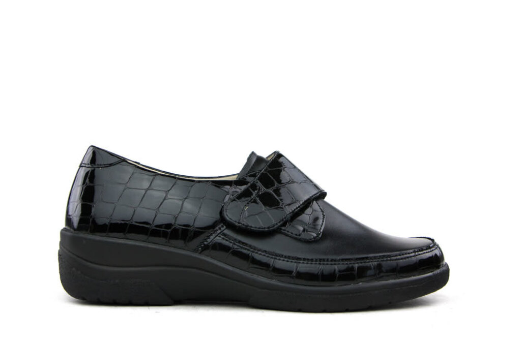 Solidus Solidus Velcro Shoe Black Croco Patent