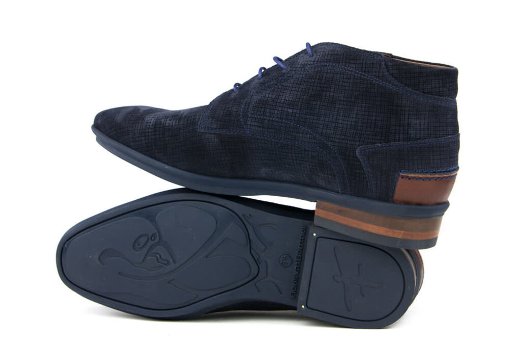 Floris van Bommel Hoge Veter Navy Print Suede