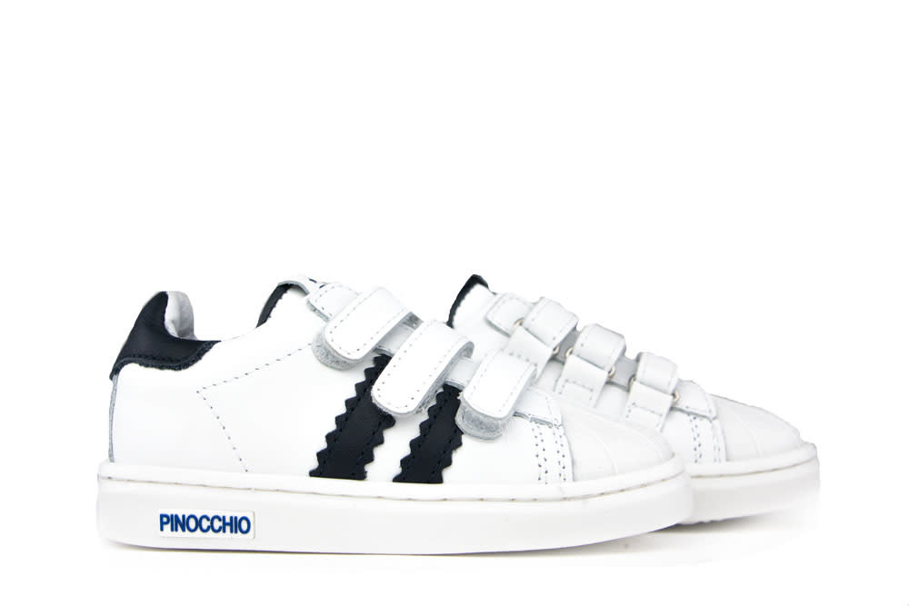 Pinocchio Sneaker Klittenband Wit Blauw - Steenbergen Schoenen