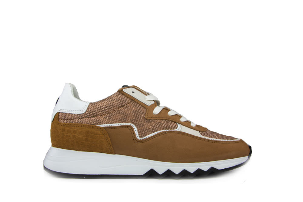 Floris van Bommel Sneaker Cognac Print Metallic - Steenbergen Schoenen