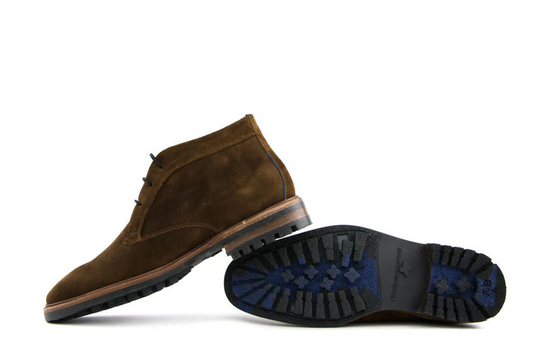 Floris van Bommel Veterboot Cognac Suede - Steenbergen Schoenen