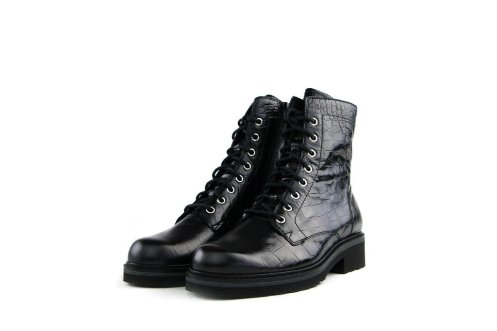 Durea Durea Veterboots Zwart Croco H-leest