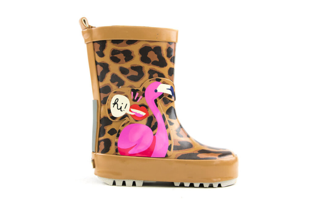 Shoesme Shoesme Regenlaarzen Flamingo Luipaard